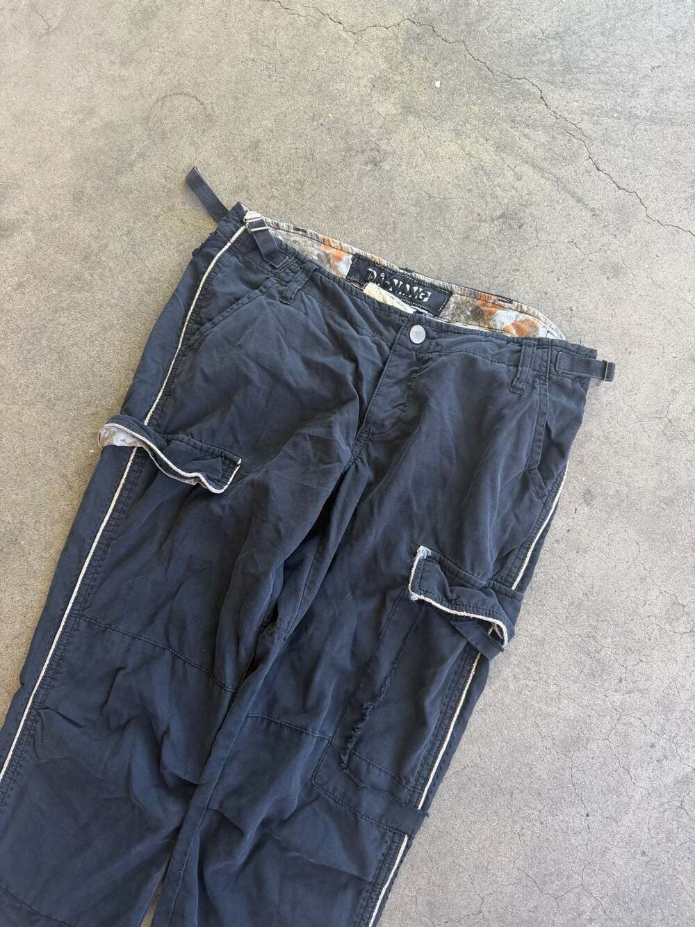 Vintage Da-Nang Surplus Indo-Chine Black Contrast Stitch Cargo Pants